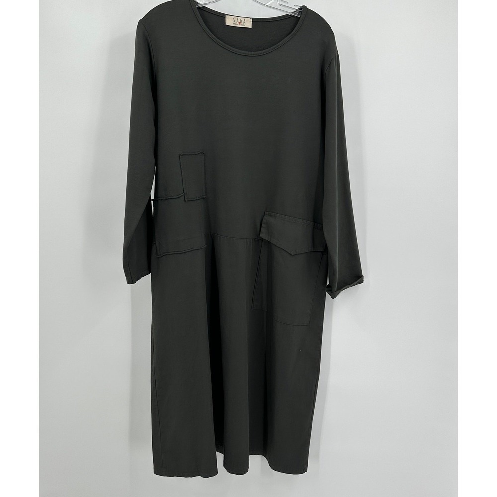Womens Lagenlook Midi Dress Size L Italian Minimalist Deconstructed Avant Garde